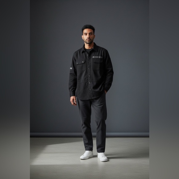 -NWT-Rare Vintage Triple Five Soul Utility Button Down Men's Shirt Black Size XL - Picture 2 of 14